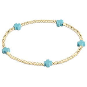 eNewton | Signature Cross Small Gold Pattern 2mm Bead Bracelet