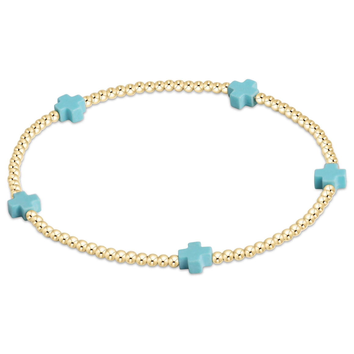 egirl | Signature Cross Small Gold Pattern 2mm Bead Bracelet