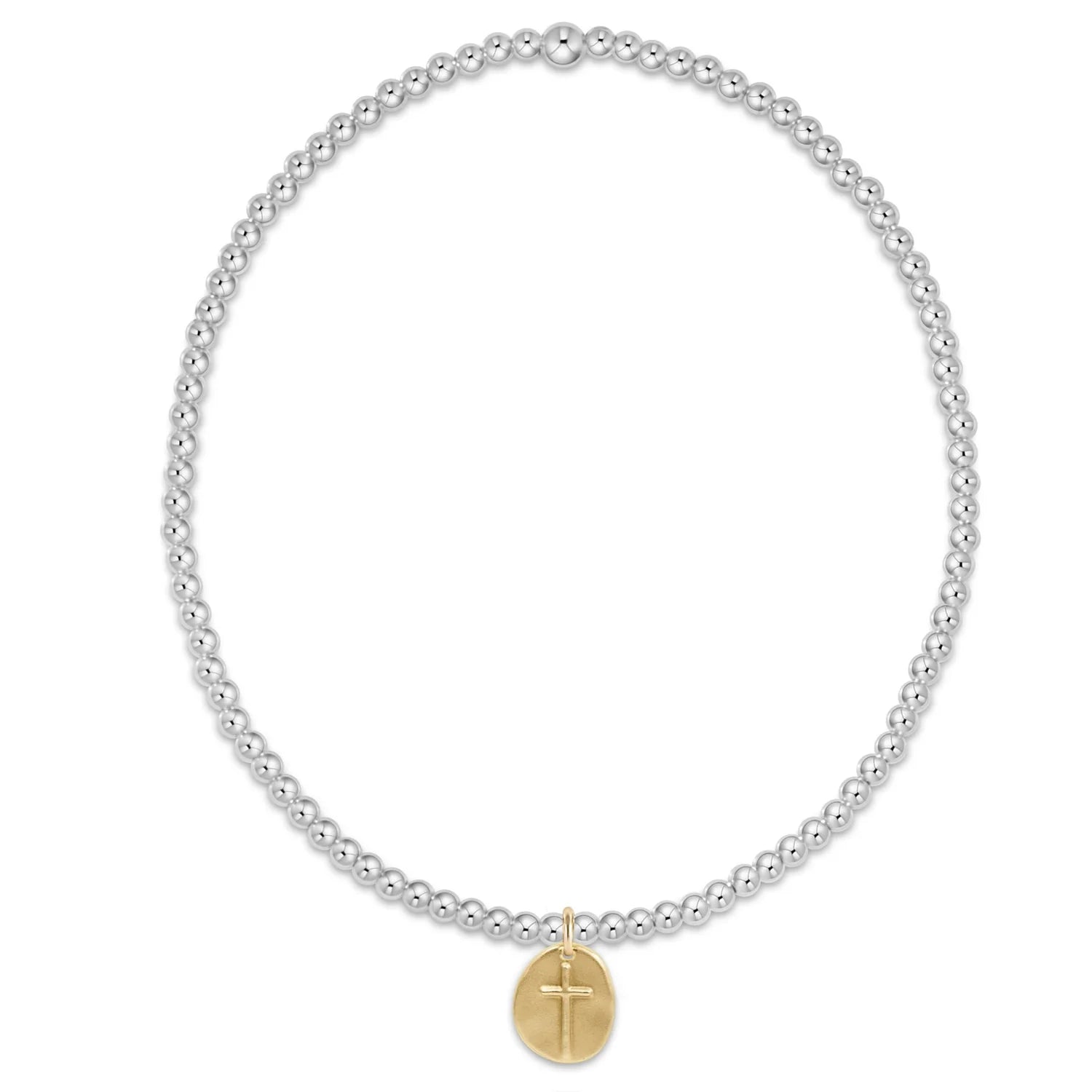 Extends - Classic Sterling Mixed Metal 2mm Bead Bracelet Inspire gold Charm