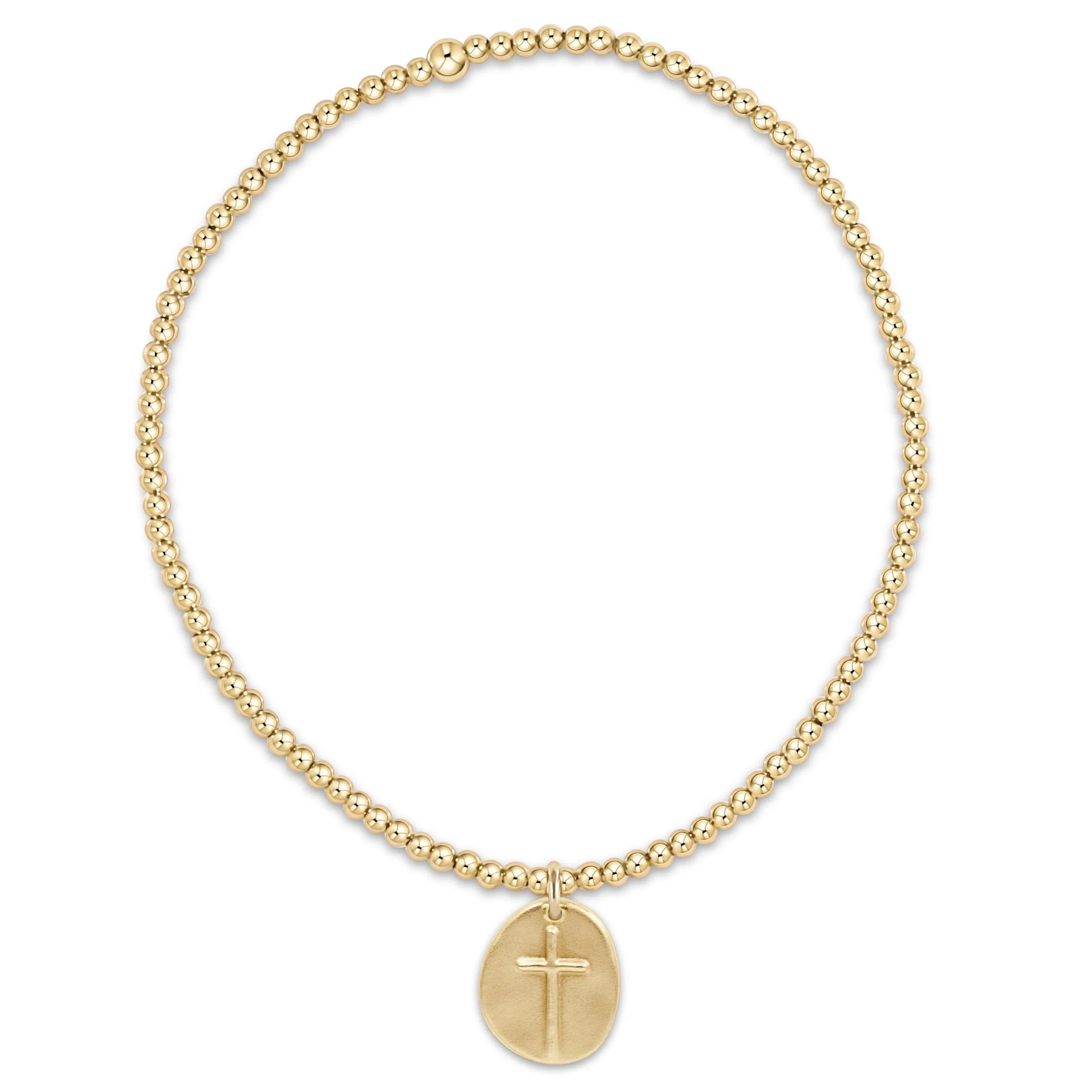 E newton | Extends Classic Gold 2mm Bead Bracelet Inspire Small Gold Charm