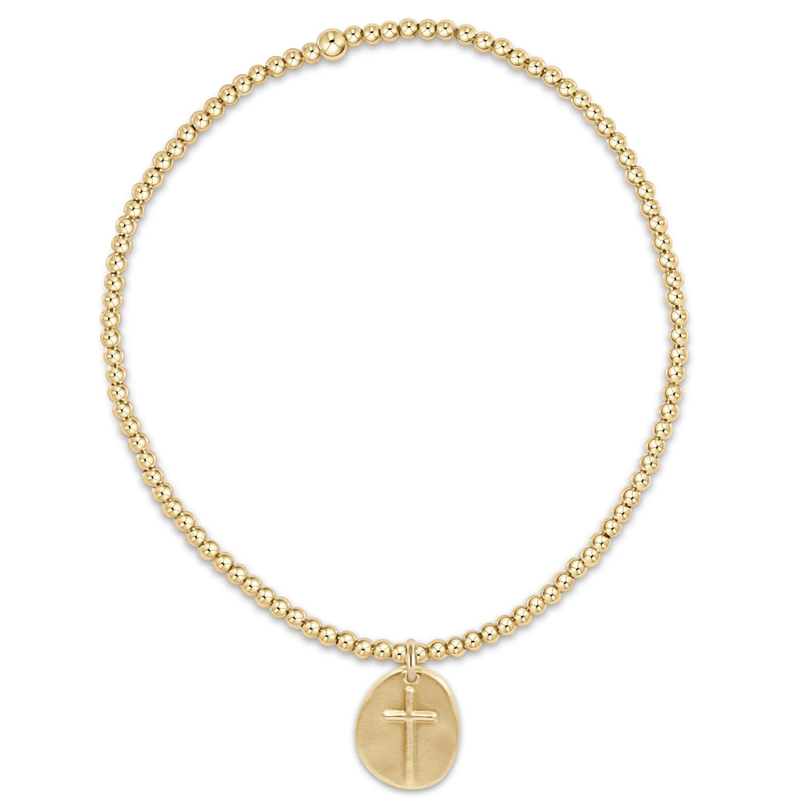 E newton | Classic Gold 2mm Bead Bracelet Inspire Small Gold Charm