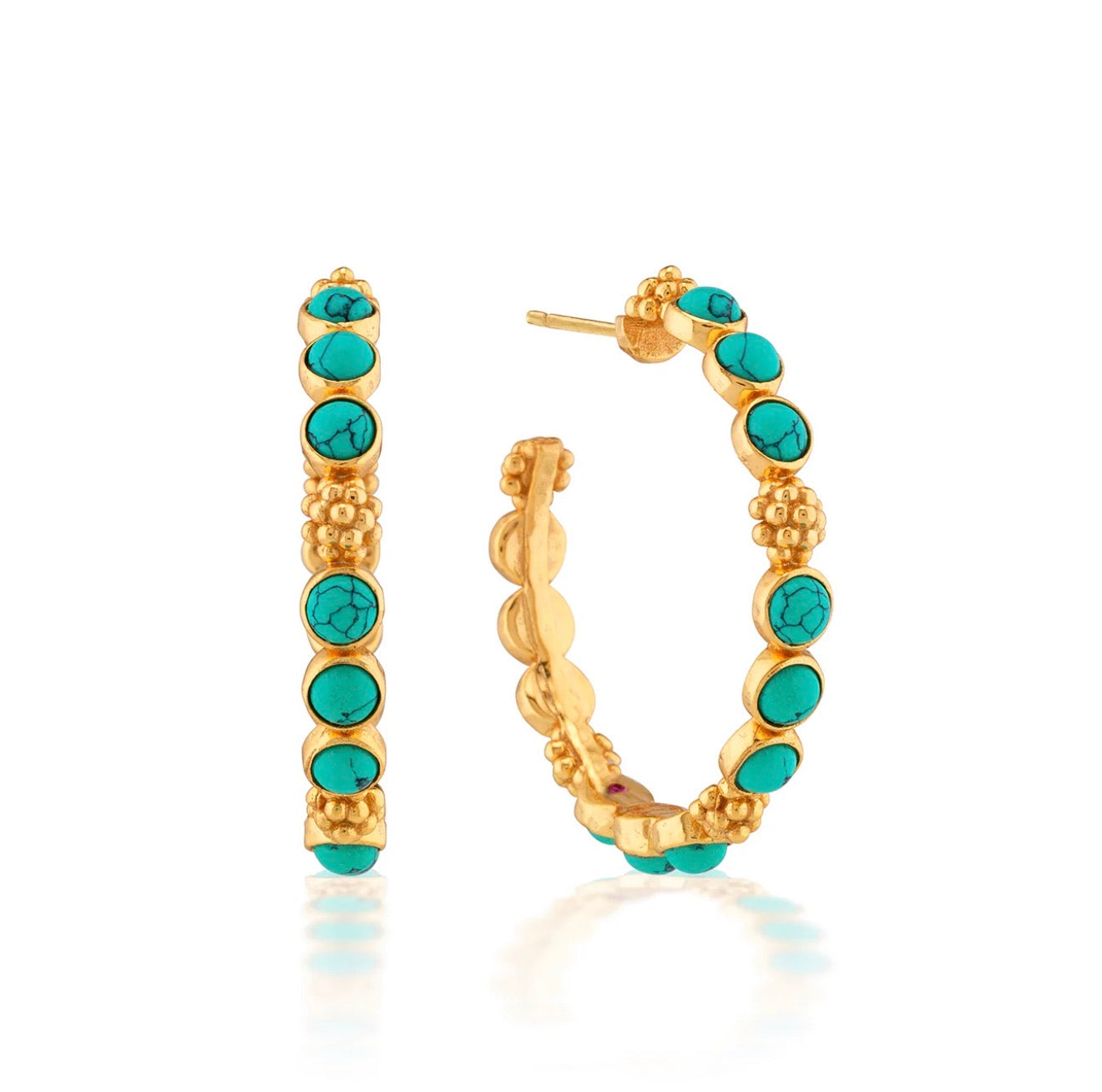 Capucine de Wulf | Berry Gem Medium Hoop Earrings - Turquoise