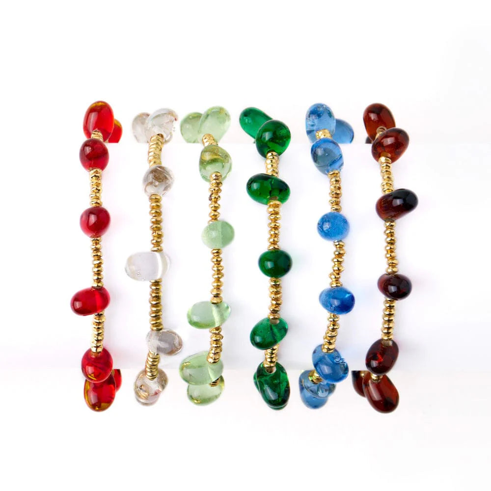 Hope Brass Stretch Bracelet With Glass Beads
