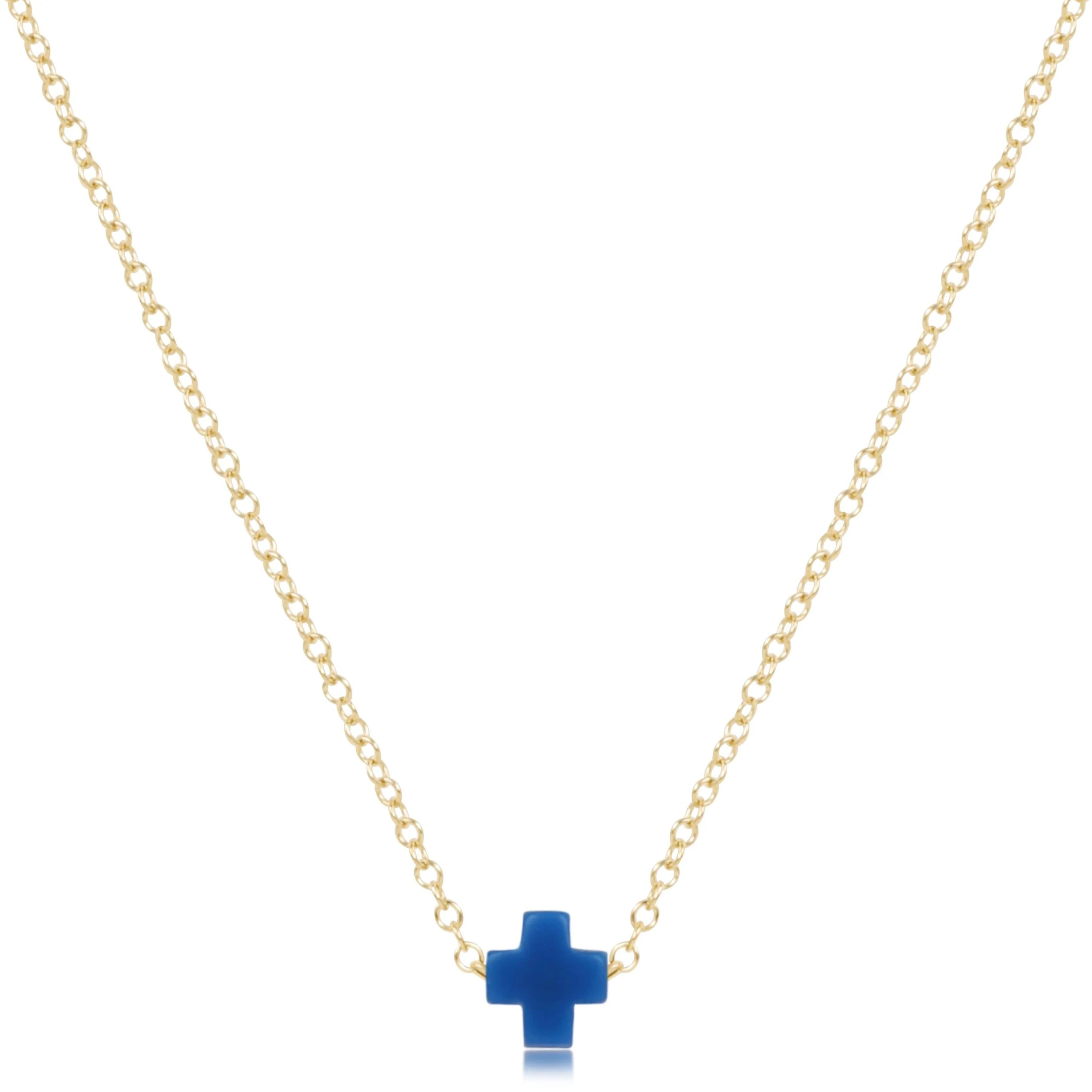 eNewton | 16" Small Signature Cross Gold Necklace