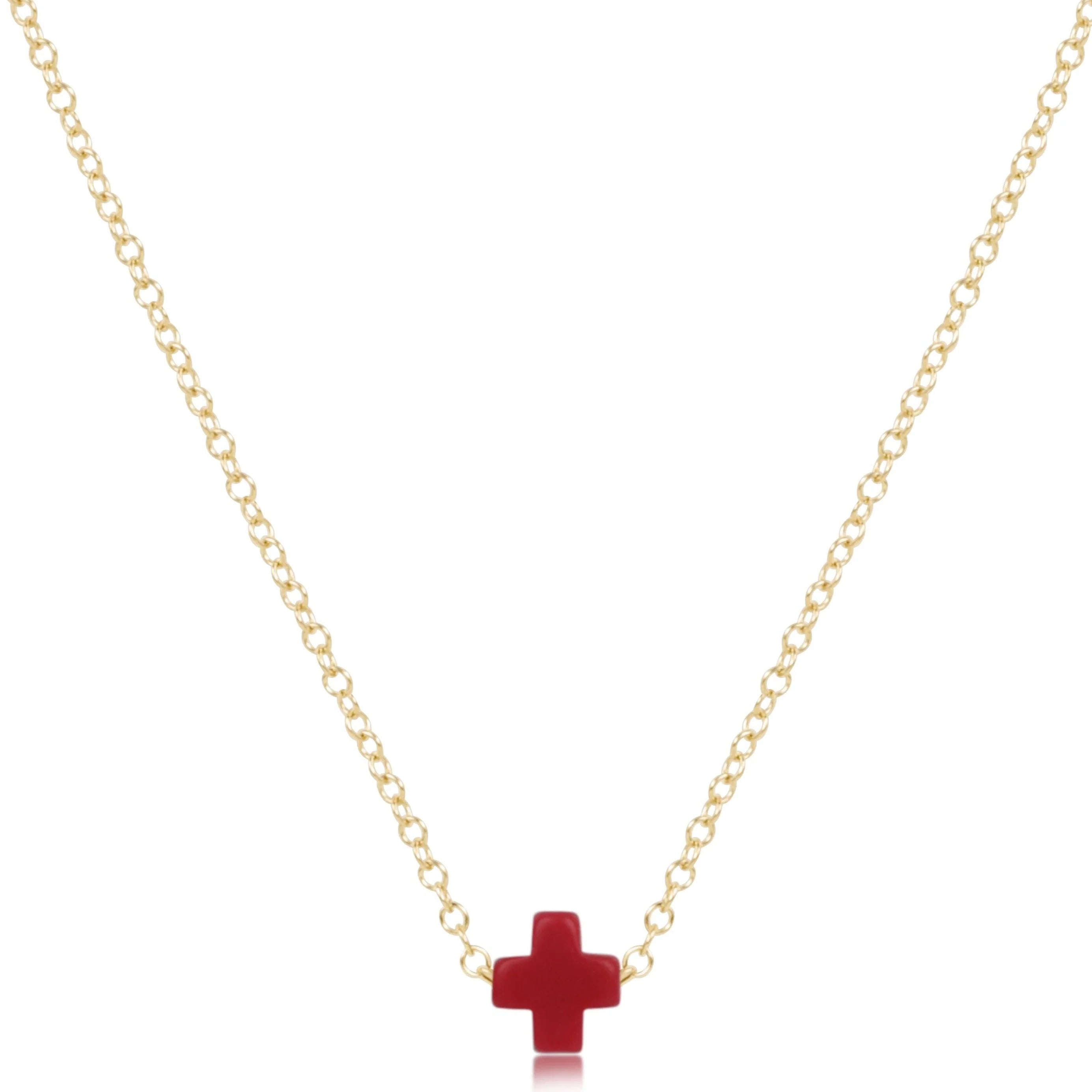 eNewton | 16" Small Signature Cross Gold Necklace