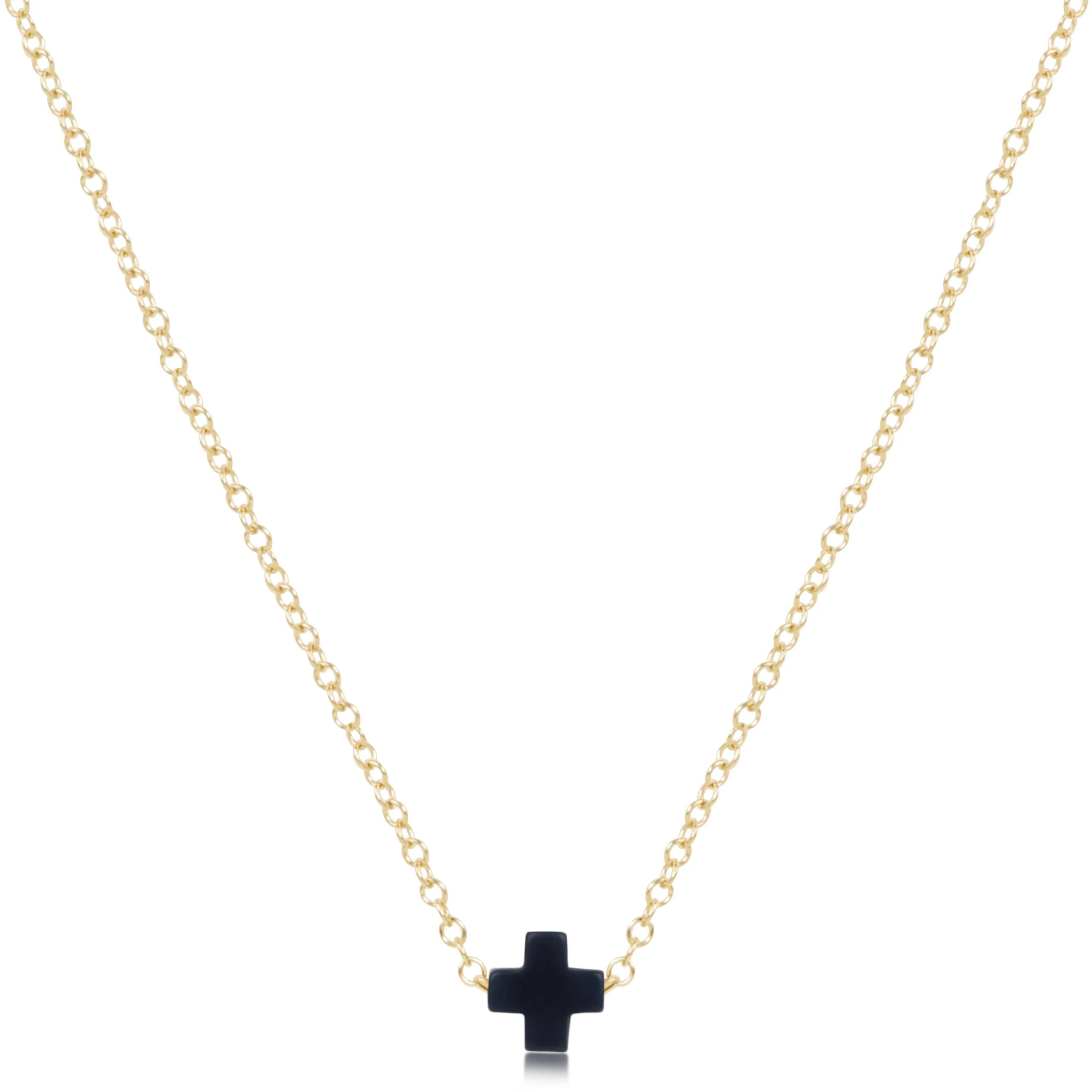 eNewton | 16" Small Signature Cross Gold Necklace
