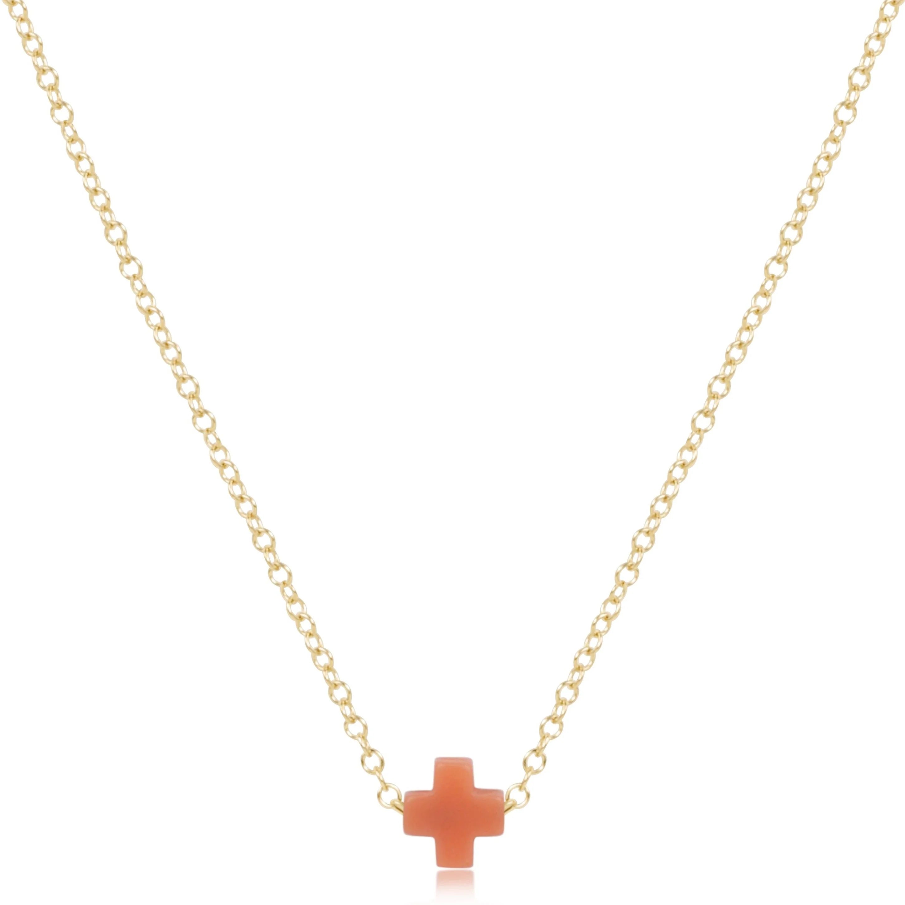 eNewton | 16" Small Signature Cross Gold Necklace