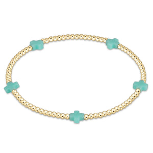 eNewton | Signature Cross Small Gold Pattern 2mm Bead Bracelet