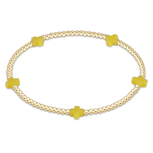 eNewton | Signature Cross Small Gold Pattern 2mm Bead Bracelet