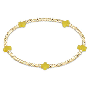 eNewton | Signature Cross Small Gold Pattern 2mm Bead Bracelet