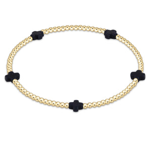 eNewton | Signature Cross Small Gold Pattern 2mm Bead Bracelet