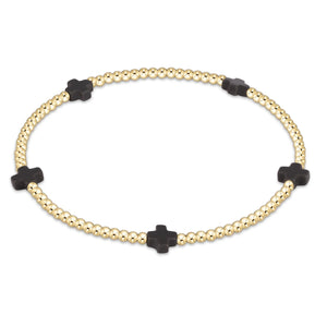 eNewton | Signature Cross Small Gold Pattern 2mm Bead Bracelet