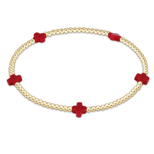 eNewton | Signature Cross Small Gold Pattern 2mm Bead Bracelet