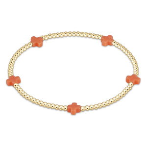 eNewton | Signature Cross Small Gold Pattern 2mm Bead Bracelet