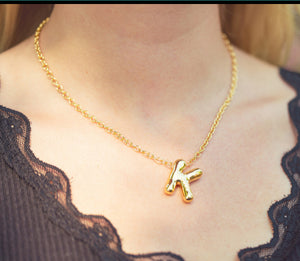 CAI | Gold Bubble Letter Initial Necklace