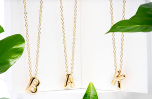 CAI | Gold Bubble Letter Initial Necklace