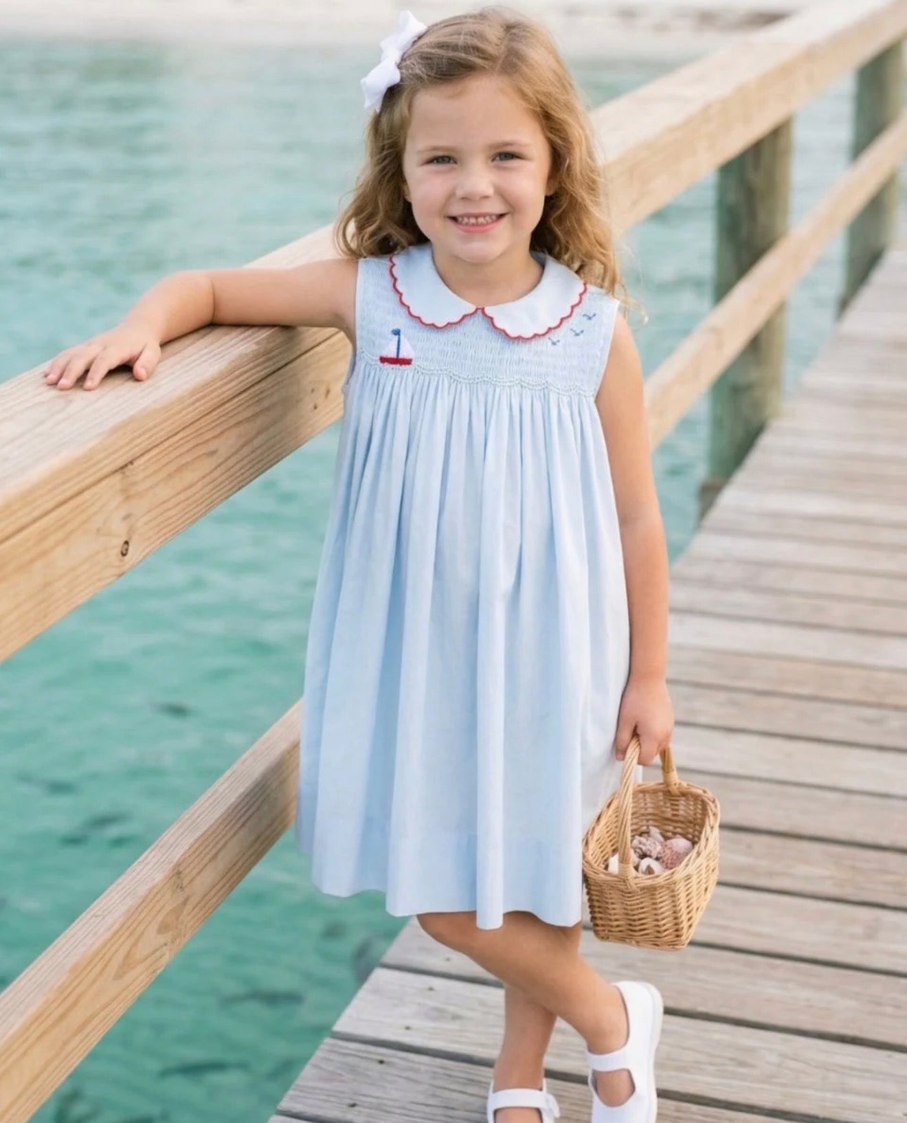 Ella Brentwood Blue Pique Sailboat Dress