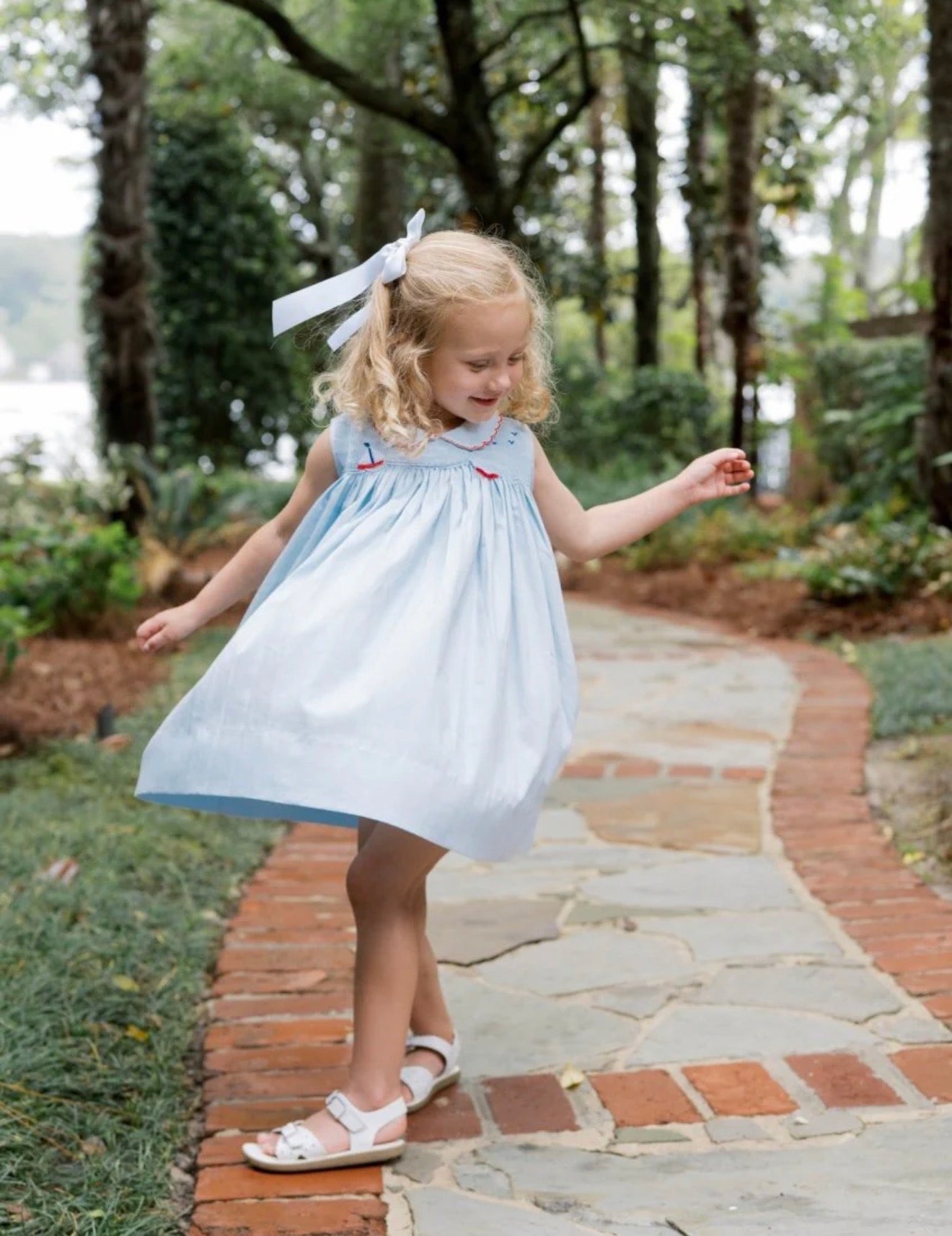 Ella Brentwood Blue Pique Sailboat Dress