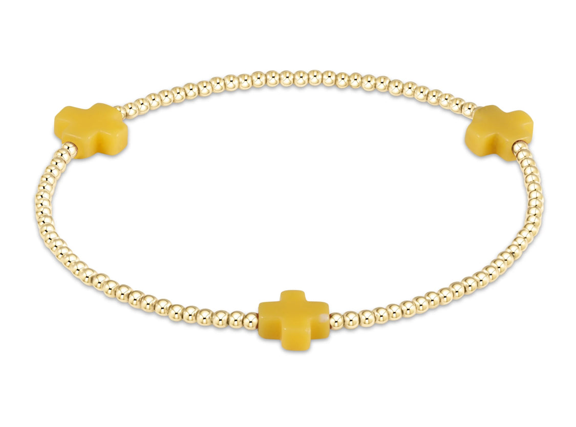 eNewton | Signature Cross Gold Pattern 2mm Bracelet -Multiple Colors