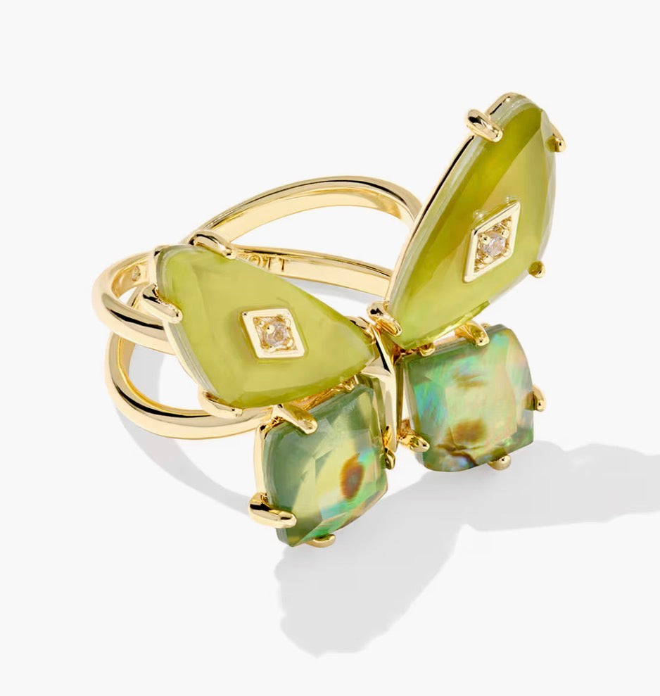 Bianca Butterfly Cocktail Ring Green