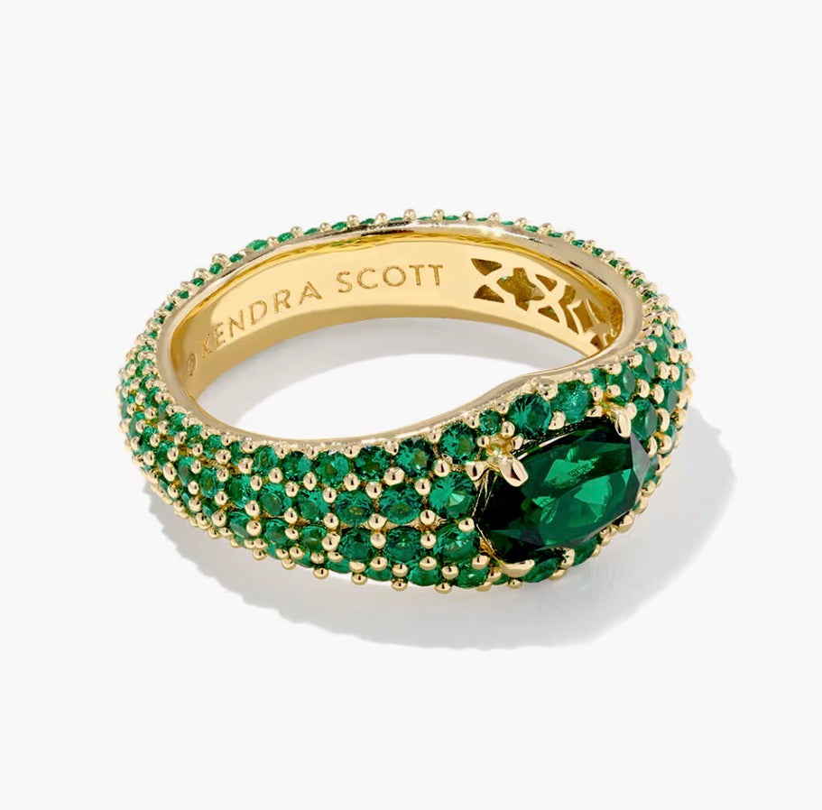 Kendra Scott | Bella Band Gold/Dark Green Ring