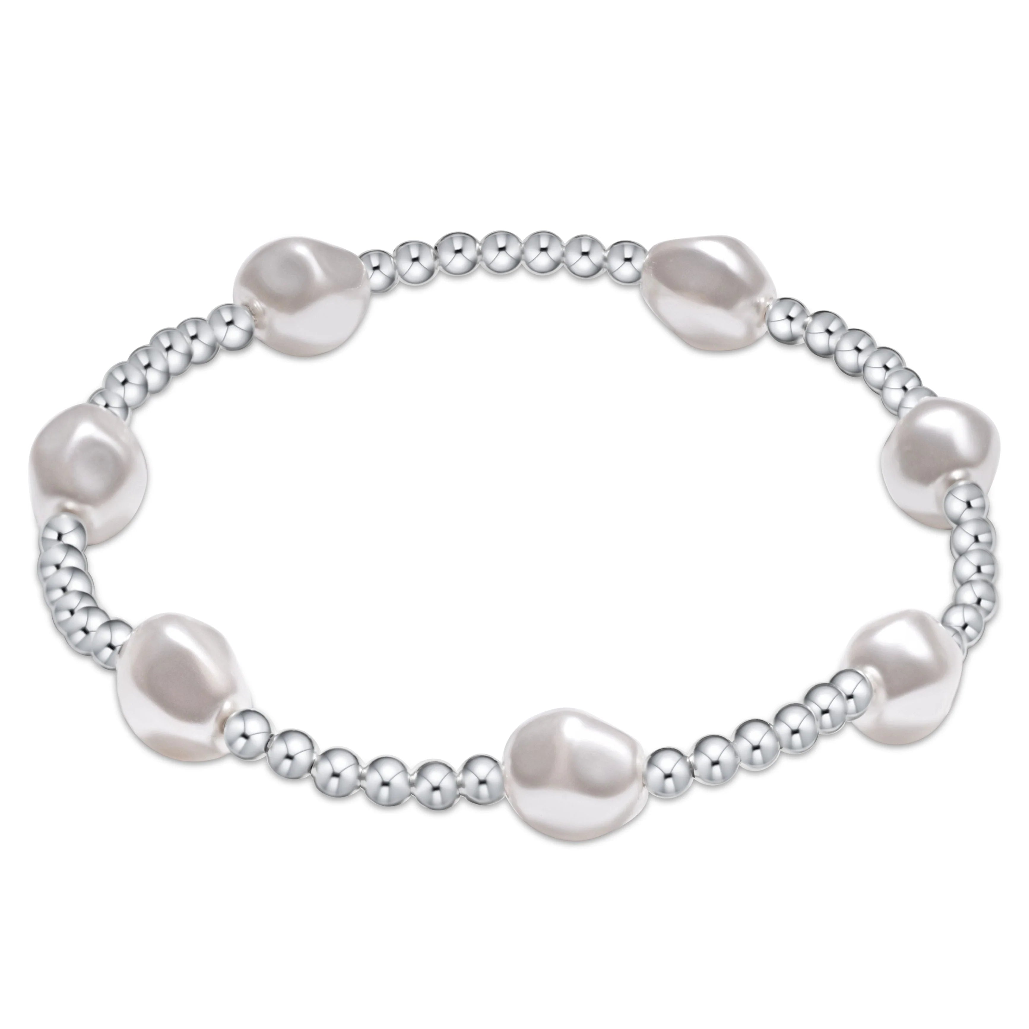 eNewton | Admire Sterling3mm Bead Bracelet - Pearl
