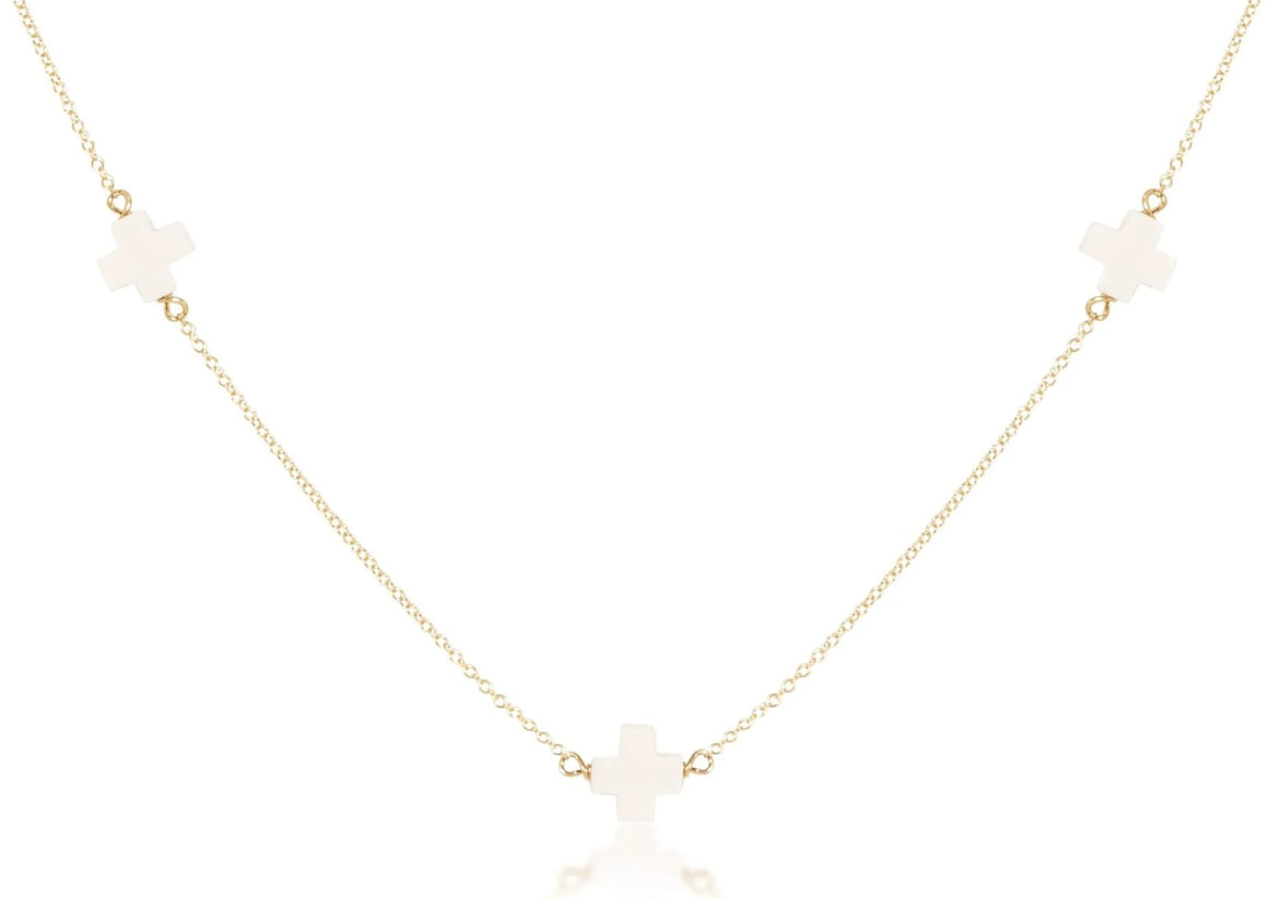 eNewton | Choker 17" Simplicity Chain Gold Signature Cross Off-White