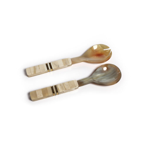 Zodax | Salad Server Set w/ Variegate Horn with Bone