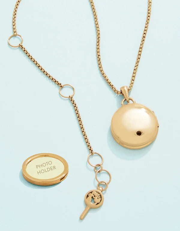 Petite Mother of Pearl Starburst Photo Locket Necklace