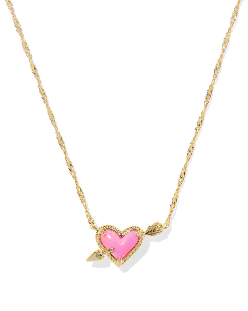 Kendra Scott | Ari Heart Arrow Pendant Pink Opalescent Resin