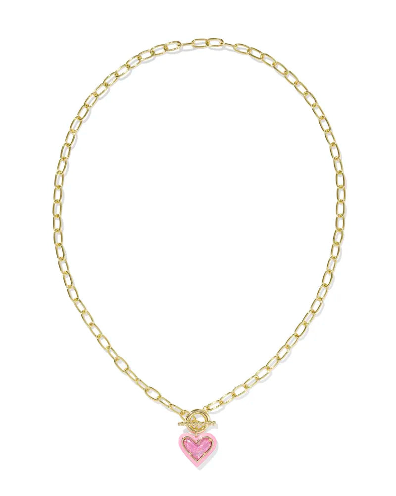 Kendra Scott | Ari Heart Gold Enamel Frame Link and Chain Necklace