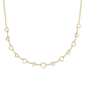 Kendra Scott | Haisley Heart Gold Strand Necklace in White Crystal