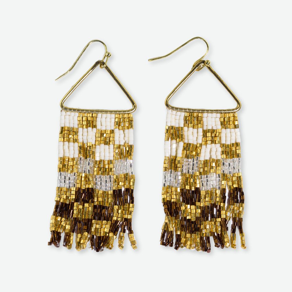 INK + ALLOY | Paige Ombre Checkered Beaded Earrings - Mixed Metallic