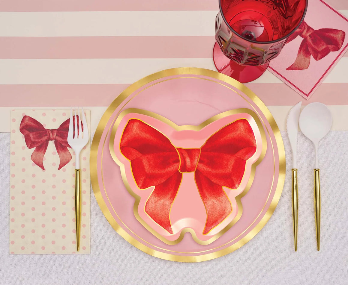 Sophistiplate | Pink Bows Christmas Die Cut Salad Plate