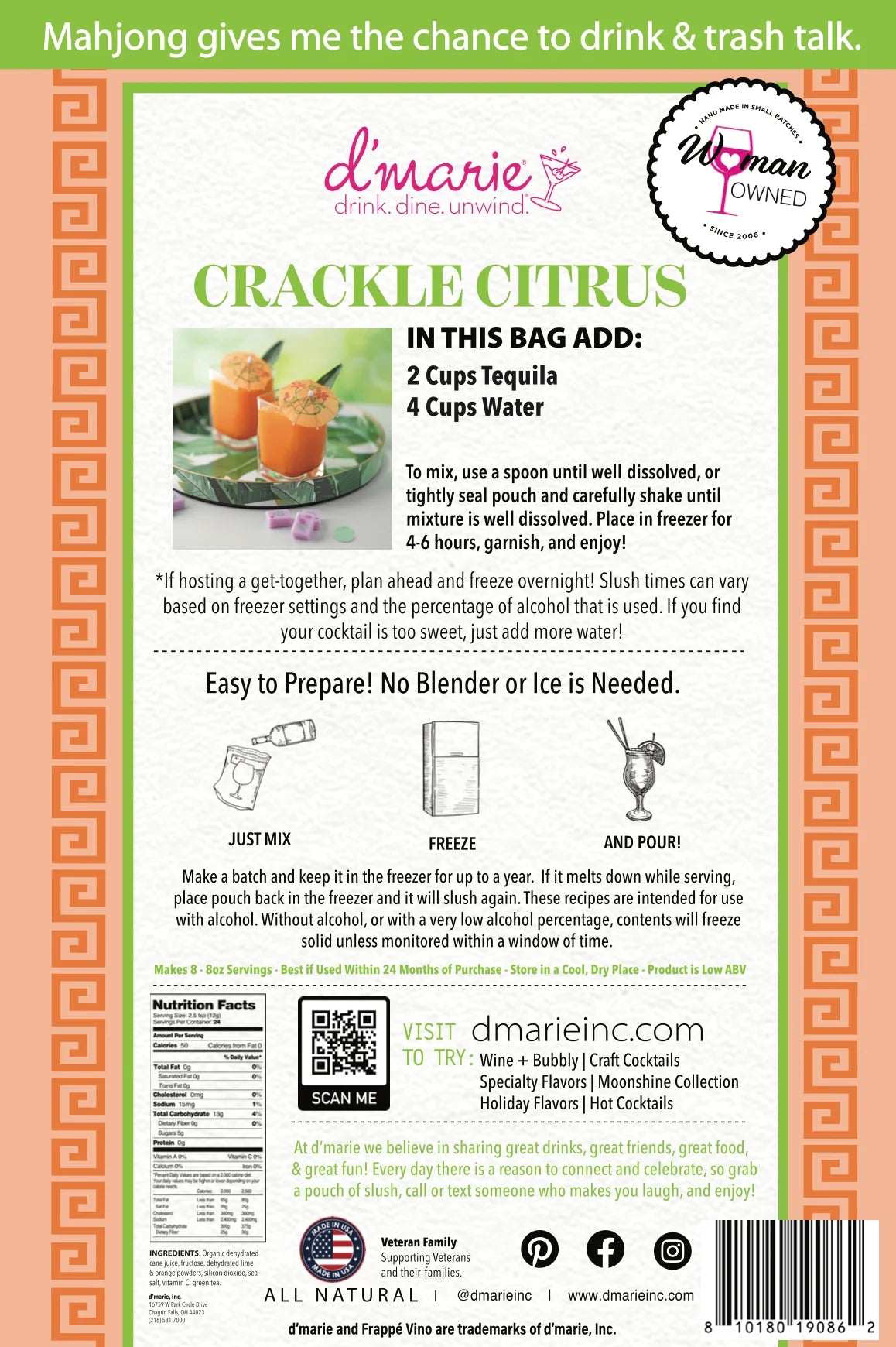 Crackle Citrus Ready to Freeze Drink Pouch