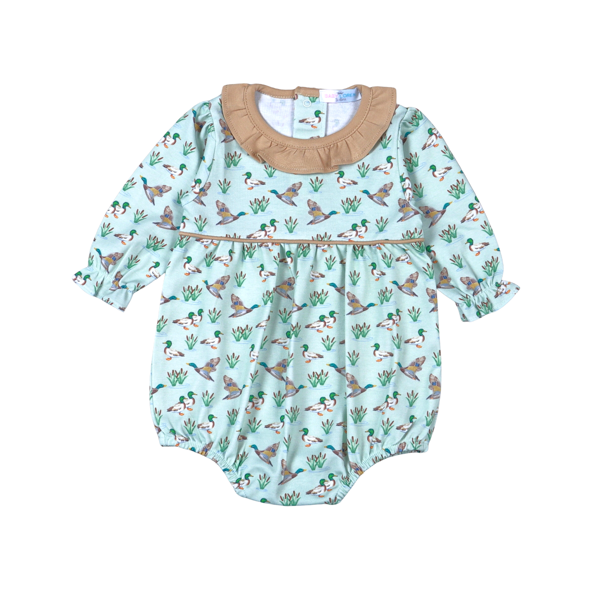 Mallard Ducks Pima Bubble with Ruffled Collar