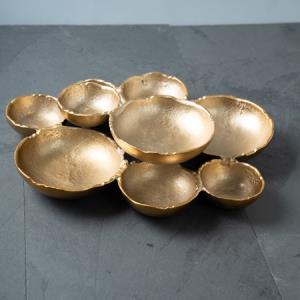 India Handicrafts | Gold 9-Bowl Dish