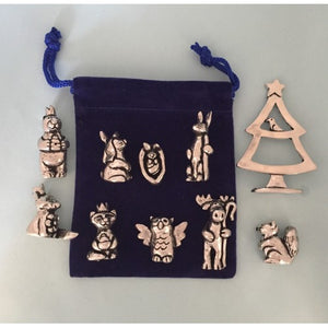 Basic Spirit | Woodland Nativity Set with Velvet Pouch- 10 Piece