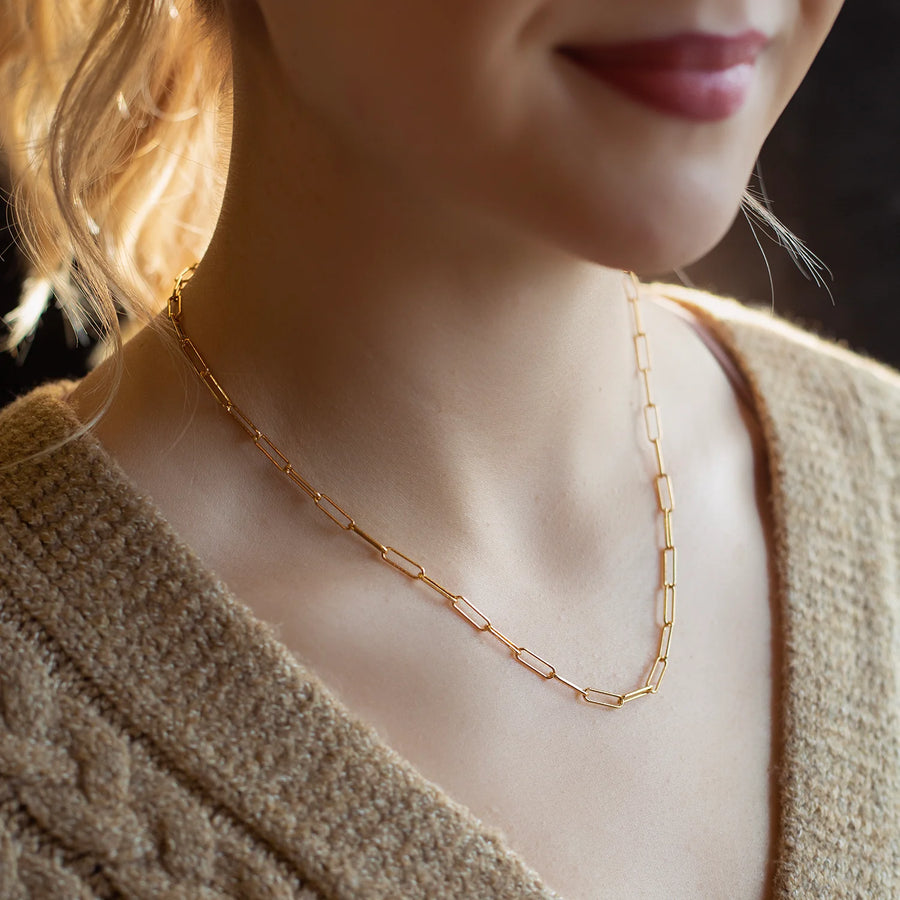 Lenny & Eva | Gilded 18" Paper Clip Charm Necklace