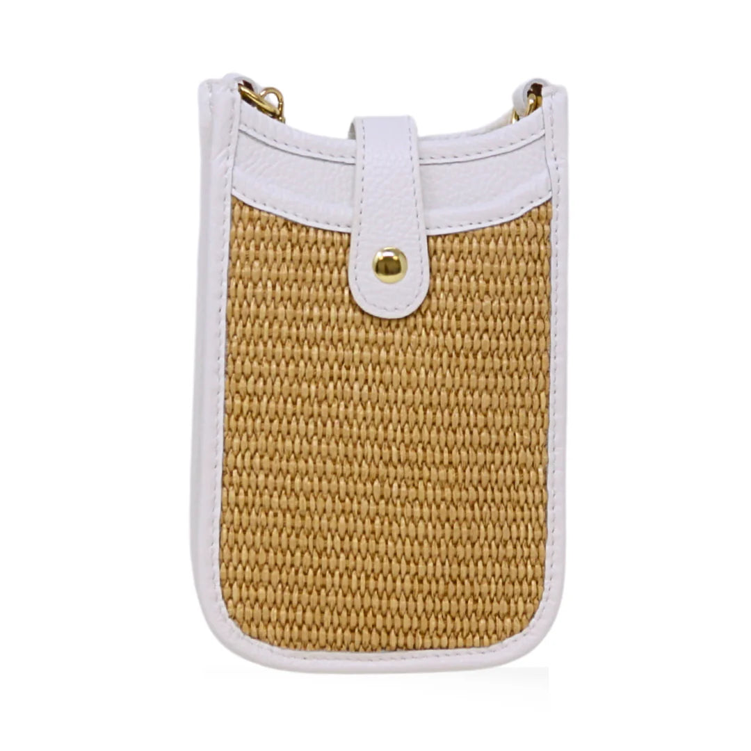 German Fuentes | Rattan and Leather Crossbody Cellphone Bag