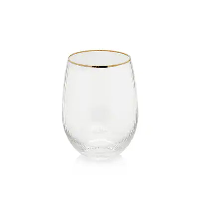 Zodax Optic Design with Gold Rim - Stemless Wine Glass