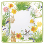 Caspari | Bunnies & Daffodiles Square Salad/Dessert Plates