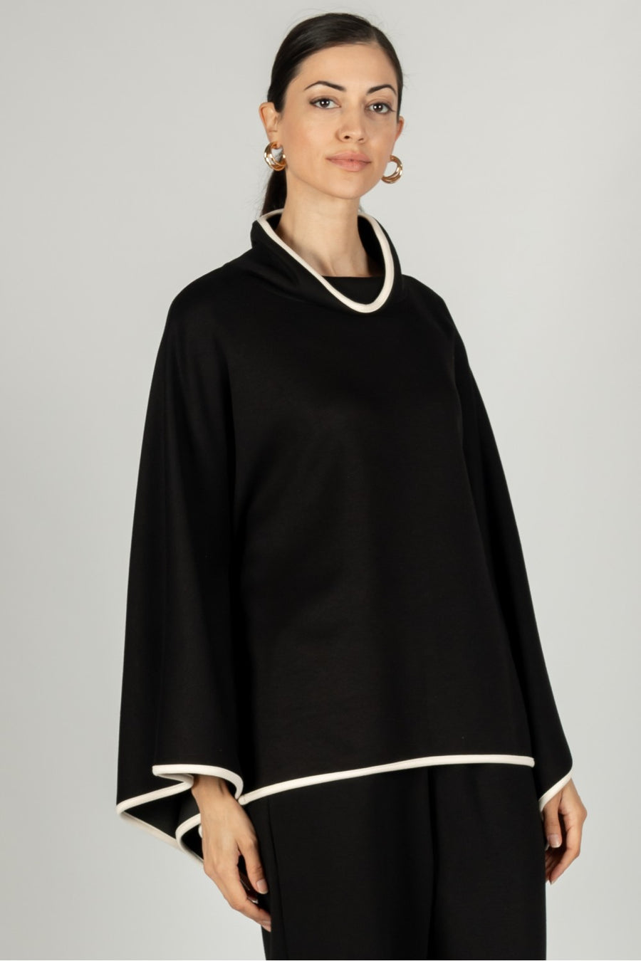 Maxine Scuba Contrast Cowl Neck Poncho