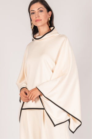 Maxine Scuba Contrast Cowl Neck Poncho