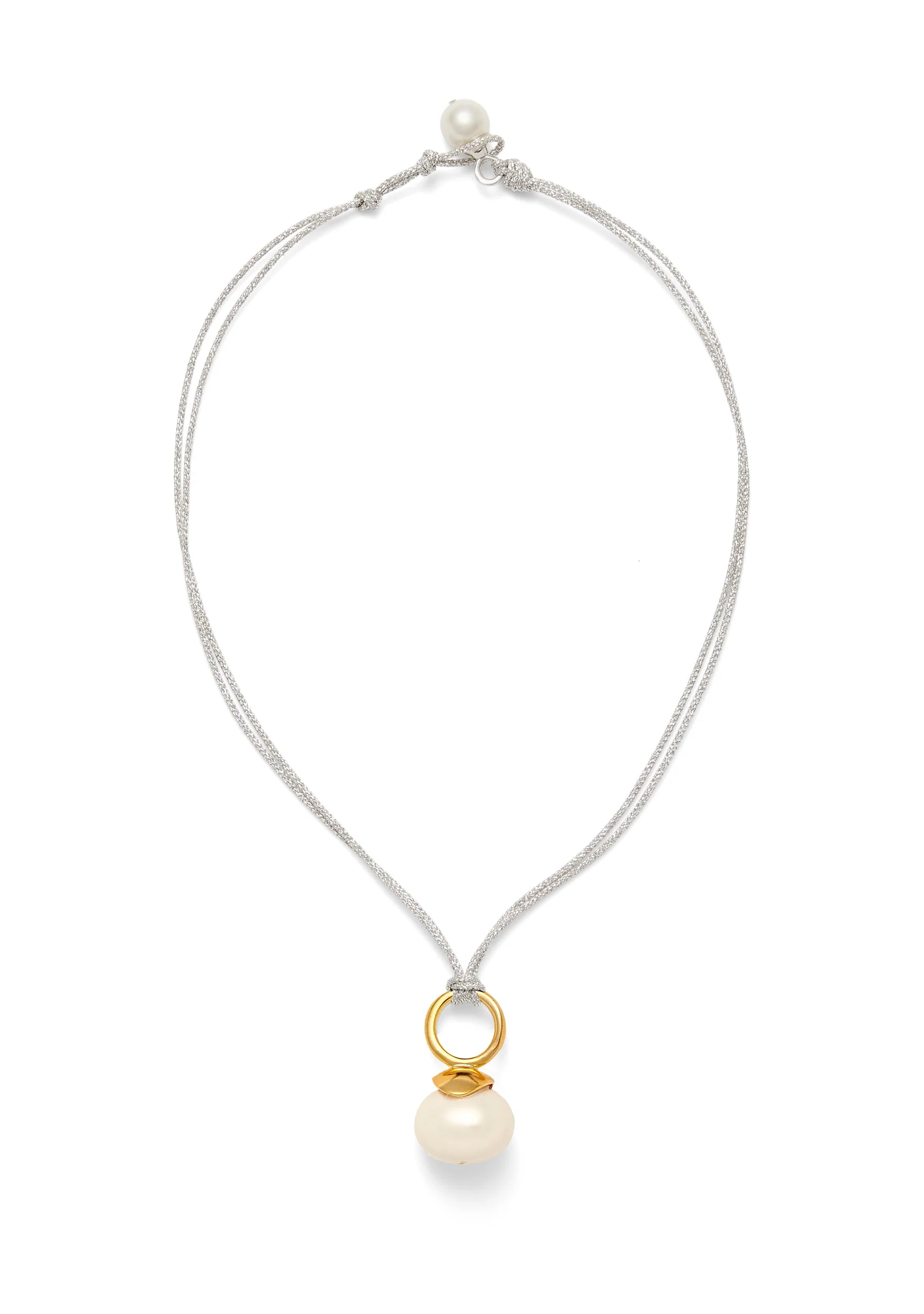 CC & Co. | Gold Pebble Pearl Cord Pendant