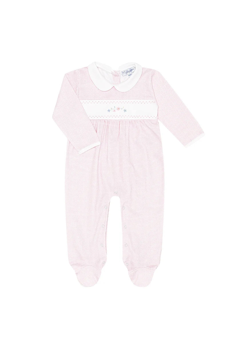 Herringbone Embroidered Footie