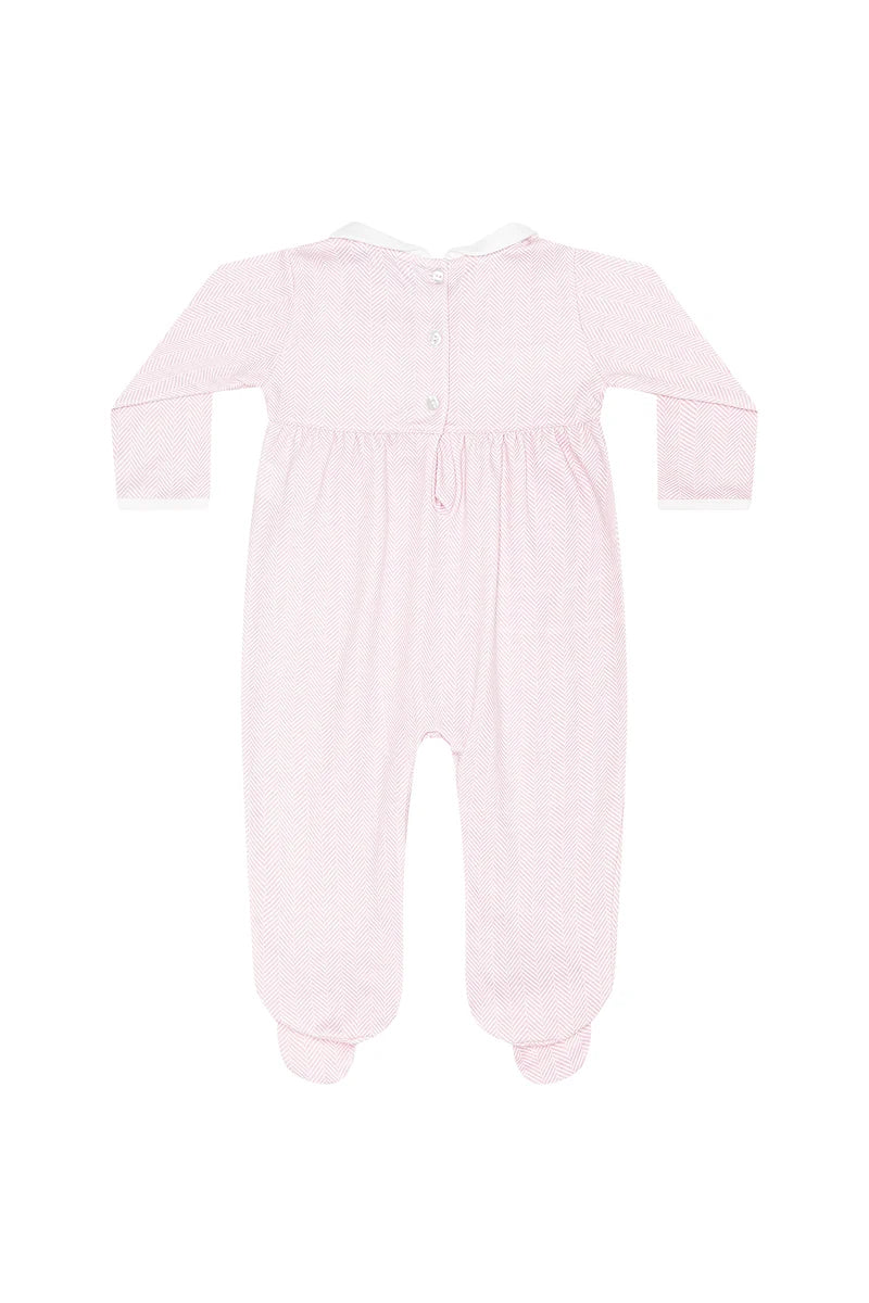Herringbone Embroidered Footie