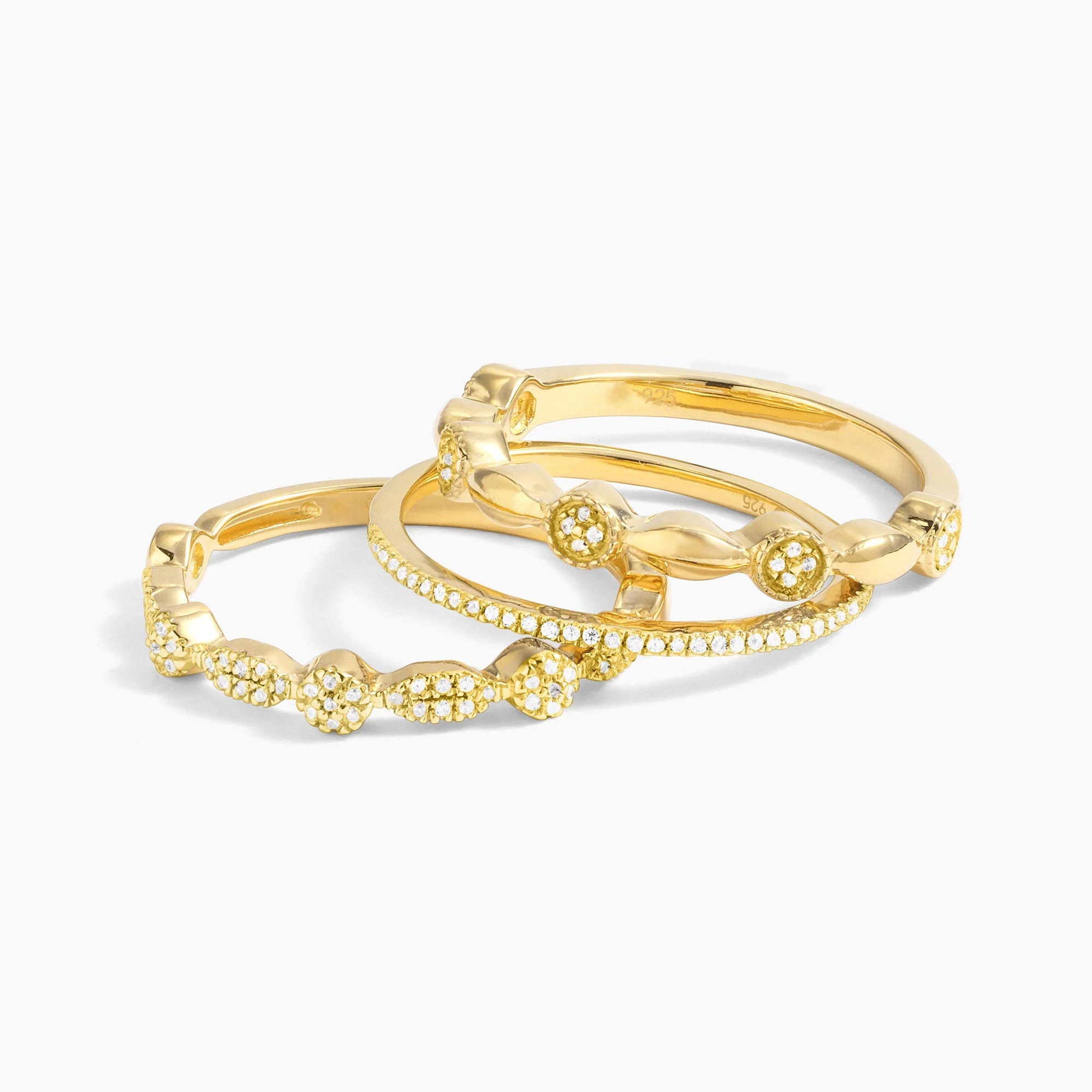 Waterproof Shiny Three Stackable Rings