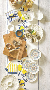 Ceramic Napkin Tray + Paper Napkin - Striped Lemons
