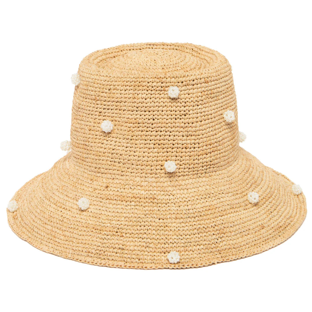 Perla - Women's Crochet Raffia Bell Hat w/ Pearl